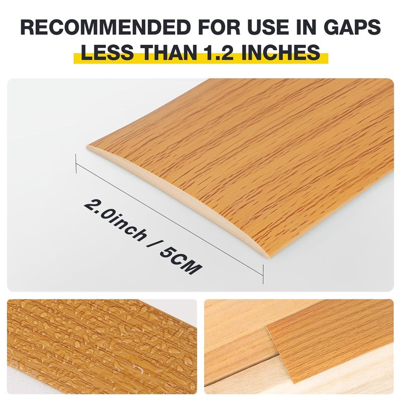 bnell Floor Transition Strip Floor Cover Strips Self Adhesive Flooring Transitions Laminate Floor Strip Vinyl Floor Flat Divider Strip for for Joining Floor Gaps (3.28FT,2in, Yellow Oak) - Image 2
